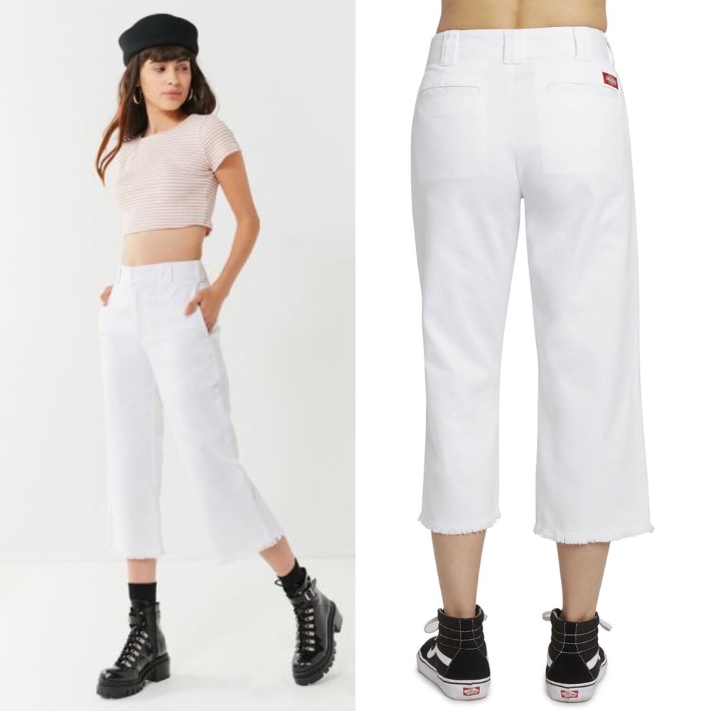 Dickies White Wide Leg Cropped Work Pants